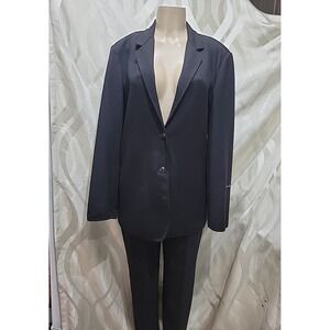 Max Mara Vintage 90s Dark Grey HAND SEWN Stretch Wool 2 Piece Pant Suit- Sz 12